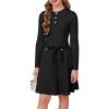 imageGRACE KARIN Girls Dress Fall Winter Sweater Long Sleeve Cable Knit Button Casual Dresses for Teen Girl 614YBlack