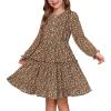 imageGRACE KARIN Girls Fall Floral Dresses 614Y Kids Winter Christmas Party Long Sleeve Holiday Hawaiian Flower DressLight Brown Floral
