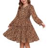 imageGRACE KARIN Girls Fall Floral Dresses 614Y Kids Winter Christmas Party Long Sleeve Holiday Hawaiian Flower DressRed Brown Floral