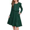 imageGRACE KARIN Girls Fall Long Sleeve Dress for Girl Rullfe Button Casual Flowy Tiered Dresses with Pocket 614YearsDark Green