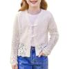 imageGRACE KARIN Girls Long Sleeve Cardigan Sweater Tie Front Bow V Neck Crochet Knit Lightweight Shrug 512 YearsIvory