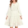 imageGRACE KARIN Girls Long Sleeve Fall Dress Casual Party Teen Swiss Dot Ruffle Tiered Lace Dresses for 714 YearsWhite