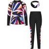 imageGRACE KARIN Girls Long Sleeve Swimsuit Two Piece Rashguard Floral Swimwear 614YColorful Leopard Gradient Black Geometric Pattern