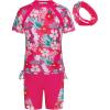 imageGRACE KARIN Girls Rash Guard Swimsuit Short Sleeve Two Piece Bathing Suit 612YPink Flowers