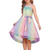 imageGRACE KARIN Girls Sequin Party Formal Dress Wedding Guest Sparkle Fancy Birthday Tulle High Low Prom Dresses 614 YearsRainbow