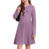 imageGRACE KARIN Girls Sweater Fall Dress Long Sleeve Knit Button Front Pleated ALine Casual Winter Midi Dresses 514YPurple