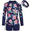 imageGRACE KARIN Girls Swimsuit Long Sleeve Rashguard Set 2Piece Bathing Suit 612YFlower