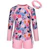imageGRACE KARIN Girls Swimsuit Long Sleeve Rashguard Set 2Piece Bathing Suit 612YOrange Blue