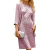 imageGRACE KARIN Mother of The Bride DressesFormal Wedding Guest DressSequin Dress 2 Piece with Jacket Knee Length 2025Gray Pink