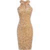 imageGRACE KARIN Sequin Dress for Women Sleeveless Sparkly Glitter Halter Dress Bodycon Mini Club Dresses 2025Gold