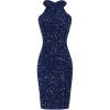 imageGRACE KARIN Sequin Dress for Women Sleeveless Sparkly Glitter Halter Dress Bodycon Mini Club Dresses 2025Navy Blue