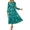 imageGRACE KARIN Women Fall Wedding Guest Dresses 2025 Floral Long Sleeve Maxi Dress Boho V Neck Empire Waist DressGreen Floral