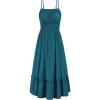 imageGRACE KARIN Womens 2025 Summer Dress Casual Sleeveless Spaghetti Strap Smocked Ruffle Beach Long Maxi Dress with PocketsTeal