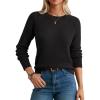 imageGRACE KARIN Womens Fall Knit Sweater Top Long Sleeve Merino Wool Blend Pullover Casual Crewneck Waffle Clothes 2025Black