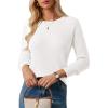 imageGRACE KARIN Womens Fall Knit Sweater Top Long Sleeve Merino Wool Blend Pullover Casual Crewneck Waffle Clothes 2025White