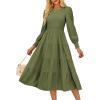 imageGRACE KARIN Womens Fall Long Sleeve Dresses 2025 Wedding Guest Midi Dress Smocked A Line Flowy Dresses with PocketsArmy Green