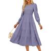 imageGRACE KARIN Womens Fall Long Sleeve Dresses 2025 Wedding Guest Midi Dress Smocked A Line Flowy Dresses with PocketsPurple