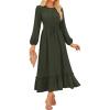 imageGRACE KARIN Womens Long Sleeve Maxi Dresses 2025 Flowy Fall Dresses Casual Crew Neck Dress Elastic Waist with PocketsOlive Green