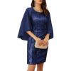 imageGRACE KARIN Womens Mother of Bride Dresses for Wedding Guest2025 Sequin Formal DressesCocktail Cape Sleeve Midi DressNavy Blue