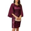 imageGRACE KARIN Womens Mother of Bride Dresses for Wedding Guest2025 Sequin Formal DressesCocktail Cape Sleeve Midi DressWine Red
