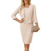 imageGRACE KARIN Womens Sequin Lace Dress with Jacket 34 Sleeve Two Piece Mother of The Bride Dresses Formal Wedding Guest DressApricot