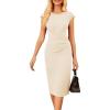 imageGRACE KARIN Womens Wear to Work Dresses 2025 Cap Sleeve Sheath Bodycon Midi Dress Ruched Business Office Pencil DressApricot