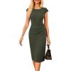 imageGRACE KARIN Womens Wear to Work Dresses 2025 Cap Sleeve Sheath Bodycon Midi Dress Ruched Business Office Pencil DressArmy Green