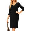 imageGRACE KARIN Womens Work Dress 34 Sleeve V Neck Bodycon Sheath Office Business Cocktail DressBlack
