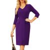imageGRACE KARIN Womens Work Dress 34 Sleeve V Neck Bodycon Sheath Office Business Cocktail DressDark Purple