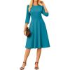 imageGRACE KARIN Work Dresses for Women 202534 Sleeve Church Dresses Aline Fall Wedding Guest Dress with PocketsBlue Green