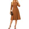 imageGRACE KARIN Work Dresses for Women 202534 Sleeve Church Dresses Aline Fall Wedding Guest Dress with PocketsBrown