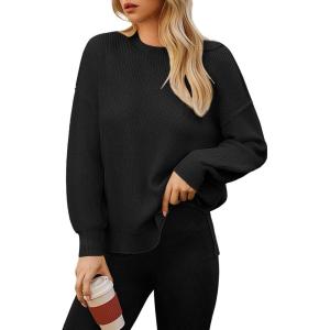 imageGRACE KARIN Fall Oversized Sweaters for Women Crewneck Knit Pullover 2025 Fashion Outfits TrendyBlack