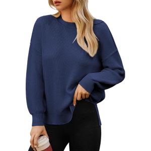 imageGRACE KARIN Fall Oversized Sweaters for Women Crewneck Knit Pullover 2025 Fashion Outfits TrendyBlue