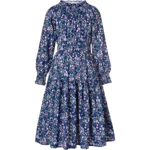 imageGRACE KARIN Girls Long Sleeve Fall Dress Floral High Waist Casual Midi Dresses with Pocket for 614 YearsNavy Blue