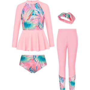 imageGRACE KARIN Girls Long Sleeve Swimsuit Mermaid Bathing Suit Rash Guard Swimwear 4 Piece Size 512Pinkcoconut