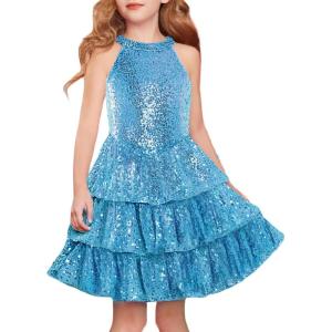 imageGRACE KARIN Girls Sequin Party Dress Kids Sparkly Formal Birthday Teen Special Occasion Fancy Pageant Dresses Size 614Light Blue