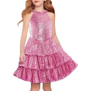 imageGRACE KARIN Girls Sequin Party Dress Kids Sparkly Formal Birthday Teen Special Occasion Fancy Pageant Dresses Size 614Pink