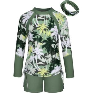 imageGRACE KARIN Girls Swimsuit Long Sleeve Rashguard Set 2Piece Bathing Suit 612YCamouflage Print