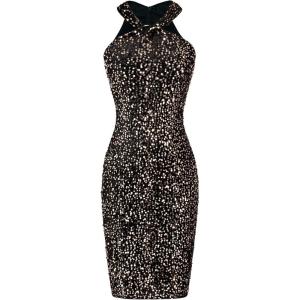 imageGRACE KARIN Sequin Dress for Women Sleeveless Sparkly Glitter Halter Dress Bodycon Mini Club Dresses 2025Black Rose Gold