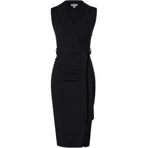 imageGRACE KARIN Womens Wear to Work Sleeveless Ruched Bodycon Office Pencil Midi Dresses with BeltBlack
