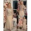 imageGRACE KARIN Mother of Bride Dresses 2025 34 Sleeve Sequin Dress Maxi Elegant Wedding Guest Dress Formal CocktailChampagne Gold