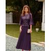 imageGRACE KARIN Mother of Bride Dresses 2025 34 Sleeve Sequin Dress Maxi Elegant Wedding Guest Dress Formal CocktailDark Purple