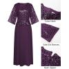 imageGRACE KARIN Mother of Bride Dresses 2025 34 Sleeve Sequin Dress Maxi Elegant Wedding Guest Dress Formal CocktailDark Purple