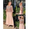 imageGRACE KARIN Mother of Bride Dresses 2025 34 Sleeve Sequin Dress Maxi Elegant Wedding Guest Dress Formal CocktailRose Pink