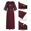 imageGRACE KARIN Mother of Bride Dresses 2025 34 Sleeve Sequin Dress Maxi Elegant Wedding Guest Dress Formal CocktailWine Red