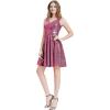 imageGRACE KARIN Womens Sleeveless Wrap VNeck Aline Bridesmaid Cocktail Party DressRose Redsequin