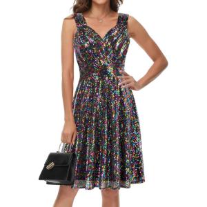 imageGRACE KARIN Womens Sleeveless Wrap VNeck Aline Bridesmaid Cocktail Party DressMulticolor2sequin