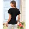 imageGRACE KARIN 2025 Womens Tops Summer Wrap Blouse V Neck Ruffle Sleeve Dressy Casual Top Ruched Trendy ClothesBlack