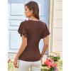 imageGRACE KARIN 2025 Womens Tops Summer Wrap Blouse V Neck Ruffle Sleeve Dressy Casual Top Ruched Trendy ClothesBrown