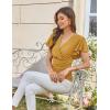 imageGRACE KARIN 2025 Womens Tops Summer Wrap Blouse V Neck Ruffle Sleeve Dressy Casual Top Ruched Trendy ClothesMustard Yellow